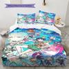 Genshin Impact Pattern Bedding Set Quilt Cover Pillowcase Home Decor Gift (1 * Duvet Cover + 2 * Pillowcase, Without Core)