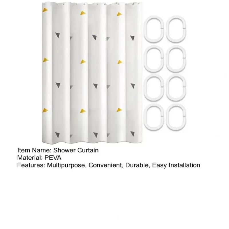 1 Set Shower Curtain Partition Waterproof Bathtub Curtain Fabric Lined Hotel Machine Washable Soft For Home Bathroom