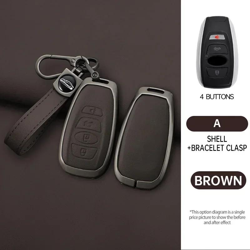Interior Mouldings Zinc Alloy Leather Car Key Case Cover For Subaru BRZ STI XV SV Forester Legacy Outback Crosstrek Impreza WRX