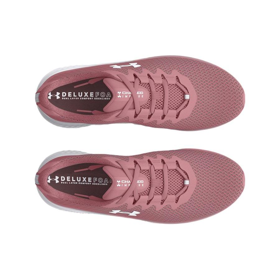 Under Armour Charged Impulse 3 Low Top Running Shoes Women Sneakers White Pink 3025427-602