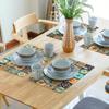 Boho Floral Placemats Set of 4, Retro Flower Geometric Place Mat Bohemian Floral Cloth Tablemats Non-Slip Washable Tabletop Mat 12x18 Inch for Indoor