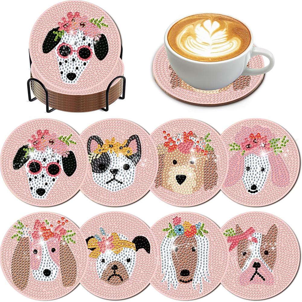 8Pcs Diamond Painting Coasters Animals Diamond Art Painting Kits DIY Diamond Art Coaster Diamond Art Crafts for Adults Gift