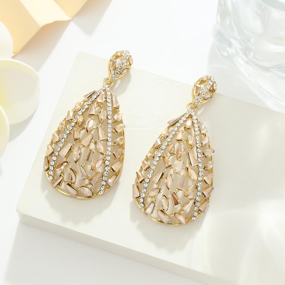 

Роскошные европейские и американские серьги-капли с инкрустированными бриллиантами - Высококлассный аксессуар для маскарада и дебютантки. шампанского