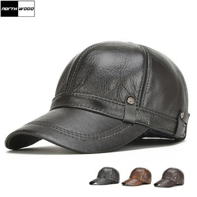 Cappelli da baseball in vera pelle con paraorecchie Cappelli snapback Cappelli da baseball invernali da uomo