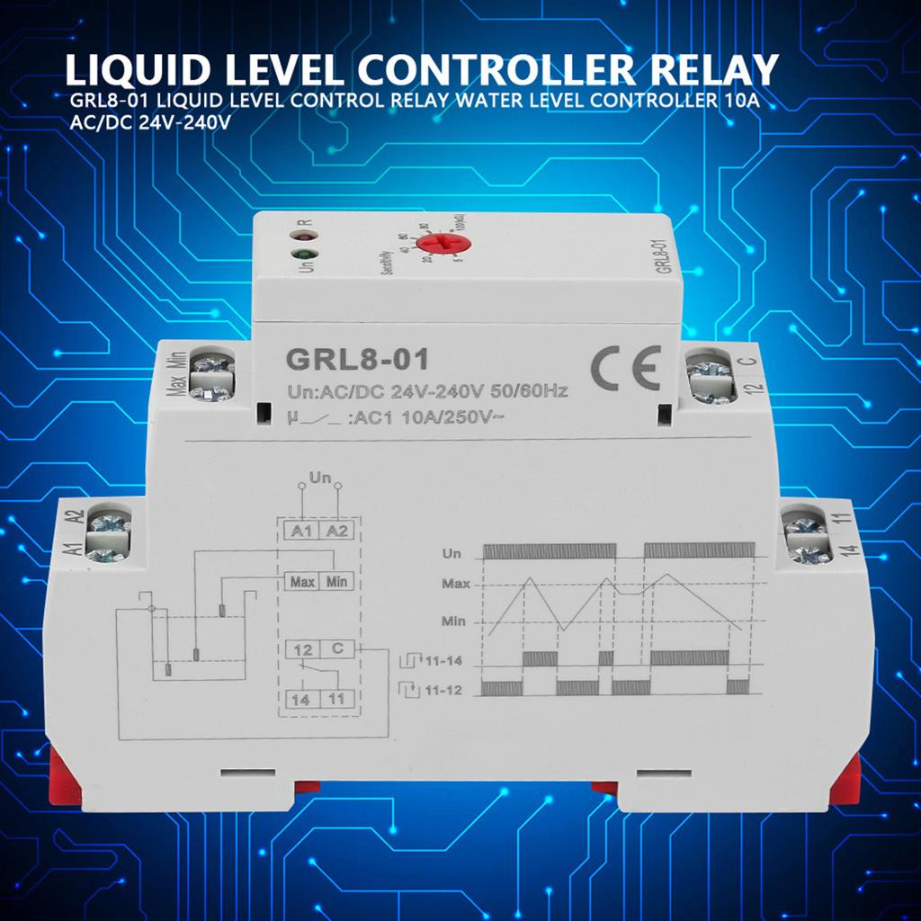 GRL801 Flüssigkeitsstand-Kontrollrelais Wasserstandsregler 10A ACDC 24V240V
