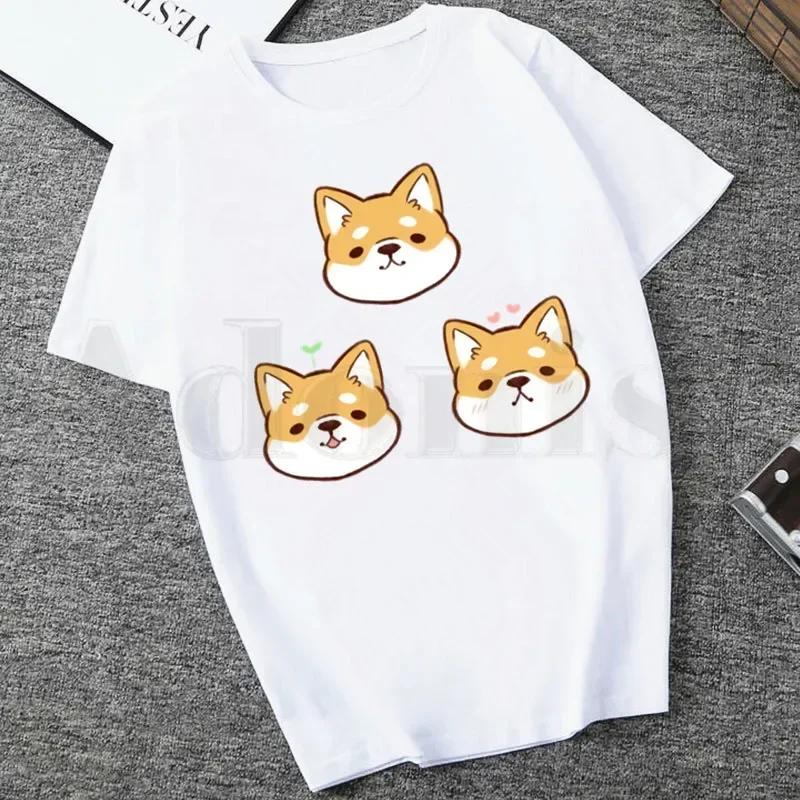 Funny Animal Dogs Kawaii Japanese Shiba Inu Women Cartoon Mom Summer Print Lady Tshirts Top T Shirt Ladies Womens Graphic