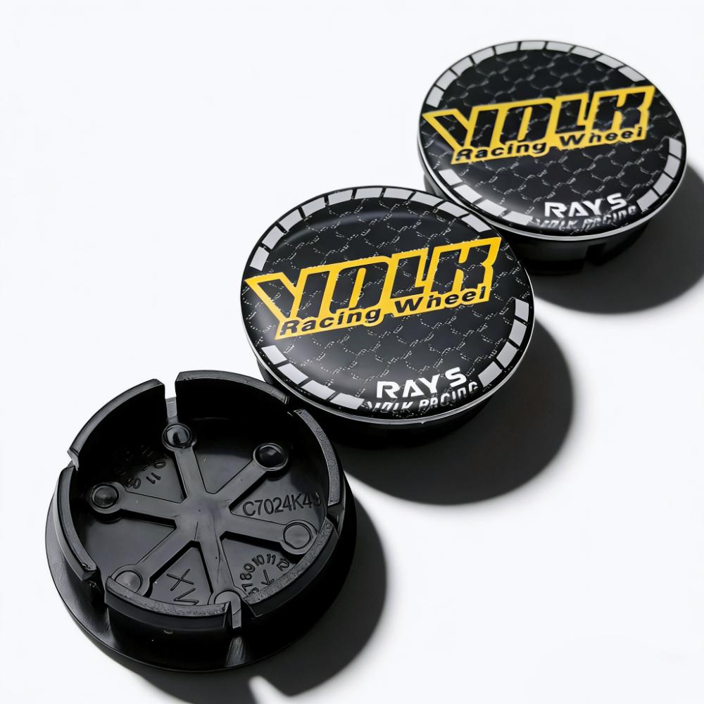 4 Stück VOLK Racing Logo Emblem Auto Radnabenkappen Außendurchmesser 48MM 42MM Räder Nabenkappe Rays Abzeichen Felge Radkappen Staubschutz Auto Zubehör