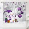 2 Pieces - Christmas Curtains: Christmas Snowman with Purple Decorative Printed Curtains, Home Decoration, Room Decoration