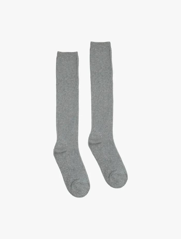[2PAIRS 1SET] RIBBED KNEE SOCKS_GREY