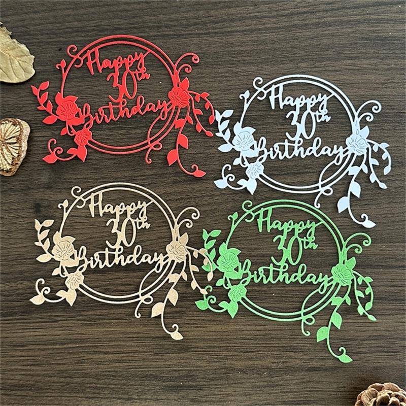 Happy Birthday Die Cut Stencils Birthday Wreath Carbon Steel Cutting Die Scrapbooking Embossing Tool for Card Making