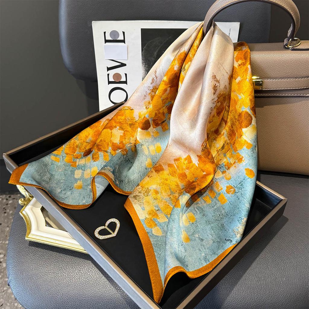 Natural Silk Scarf Women Neck Pashmina Kerchief Foulard Female Bandana Scarves Hijab Shawl Wraps Square Headkerchief