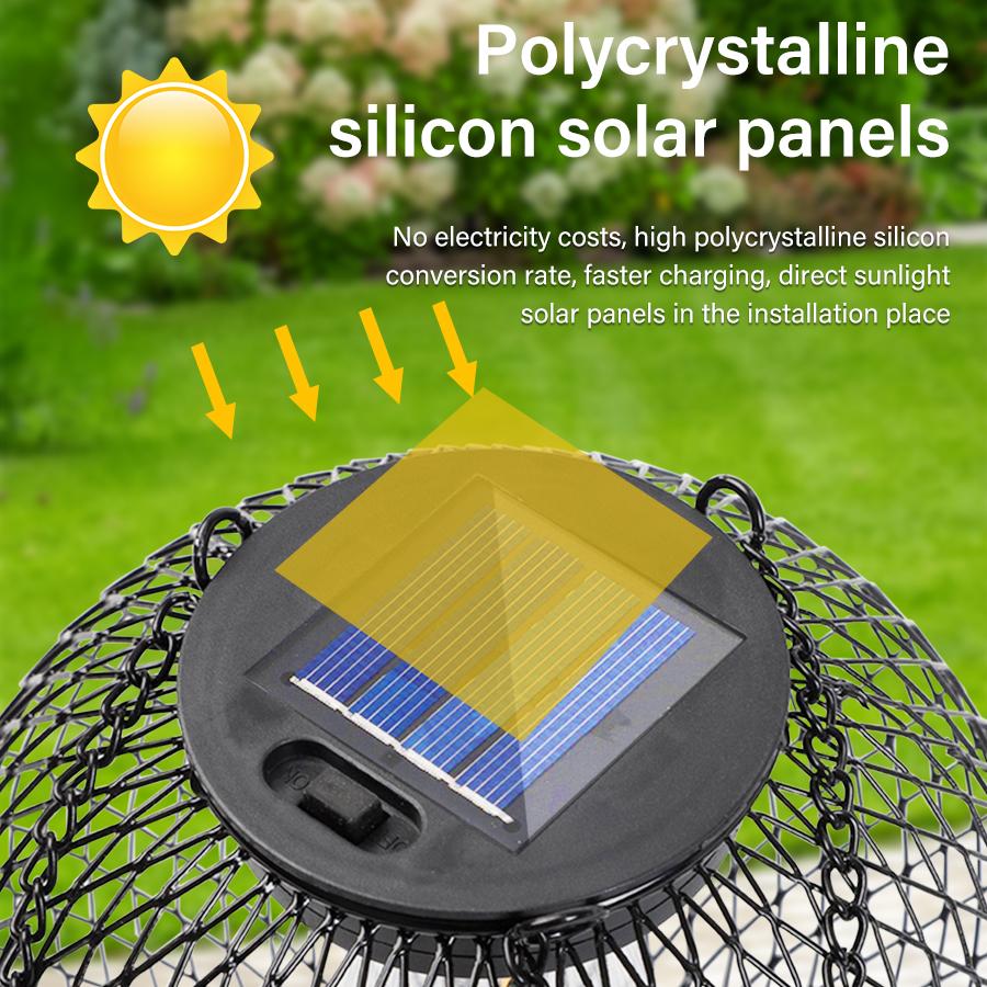 Outdoor Solar Iron Lantern Waterproof Decorative Hanging Lights Led Solar Lights For Tree Garden Yard Patio Pathway Dusk-to-dawn