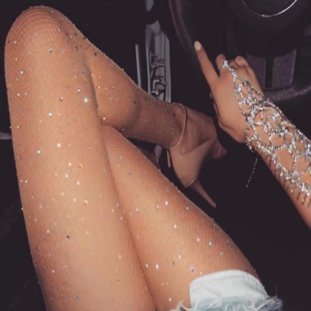 Hot-drilled Stockings Glitter Fishnet Pantyhose New Fishnet Tights  Women Girl