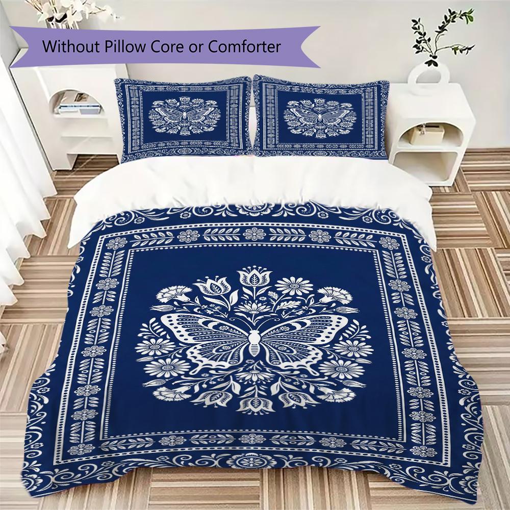 Butterfly Decoration Pattern Bedding Uilt Set Uilt Cover Pillowcase Home Decoration Birthday Gift (1 * Duvet Cover + 2 * Pillowcase Without Core)37
