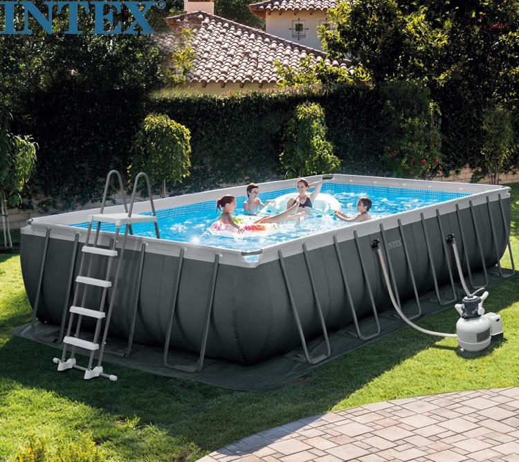 INTEX 26364 Super Large Family Rectangular Frame Pool with Complete Accessories