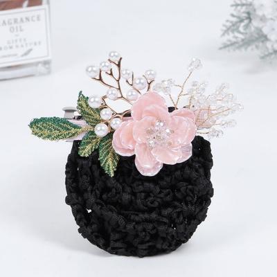 Korean Style Flower Snood Spring Clip Bun Snood Ponytail Clip Pearls Crochet Bun Net Hairgrips Cover Net Hair Clip Lace Hair Net