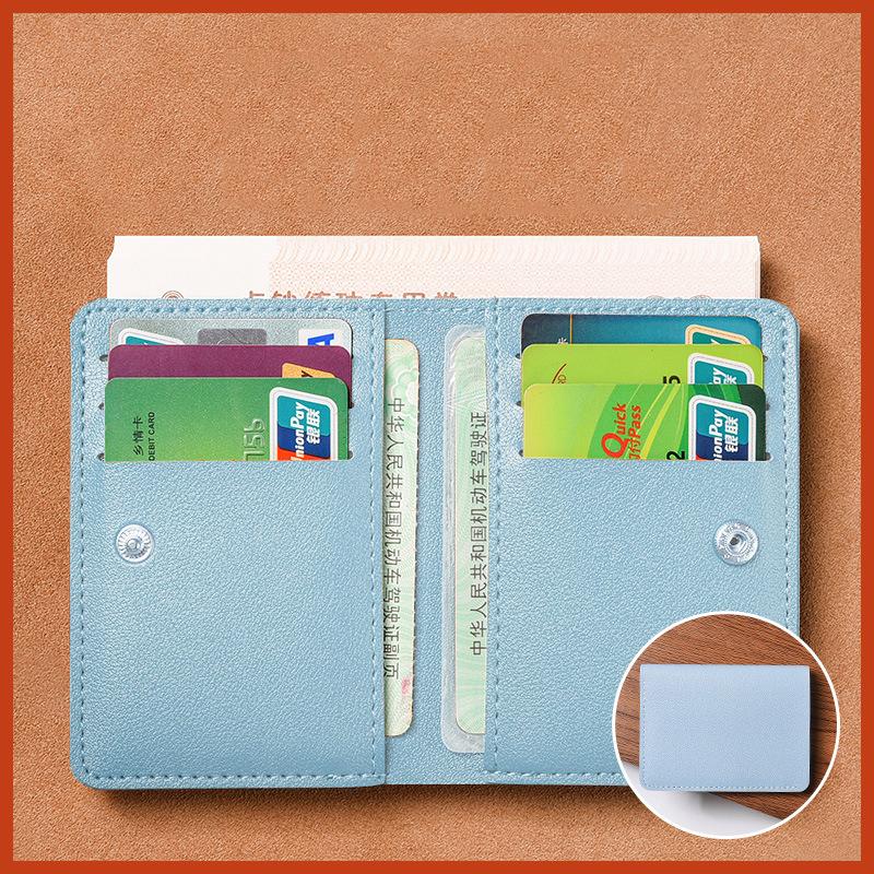 Modische, einfarbige Leder-Geldbörse für Damen, kurze, einfache Damen-Geldbörse mit Knöpfen, ultradünne Kreditkartentasche, Münzgeldbörse