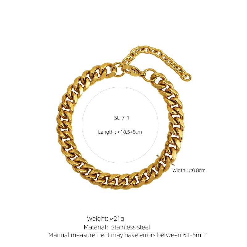 Custom Stainless Steel Fashion Chain Link Bracelets 14k 18k Gold Plated Bracelet & Bangles for Women