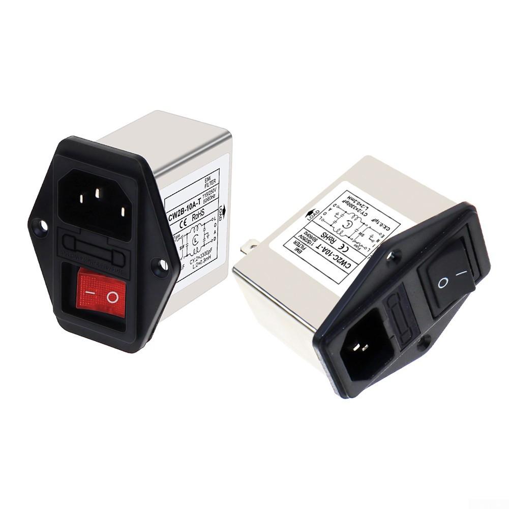 

1x 3A/6A 10A CW2B-T CW2C-T Розетка IEC Фільтр живлення з захисним вимикачем # CW2B-10A-T