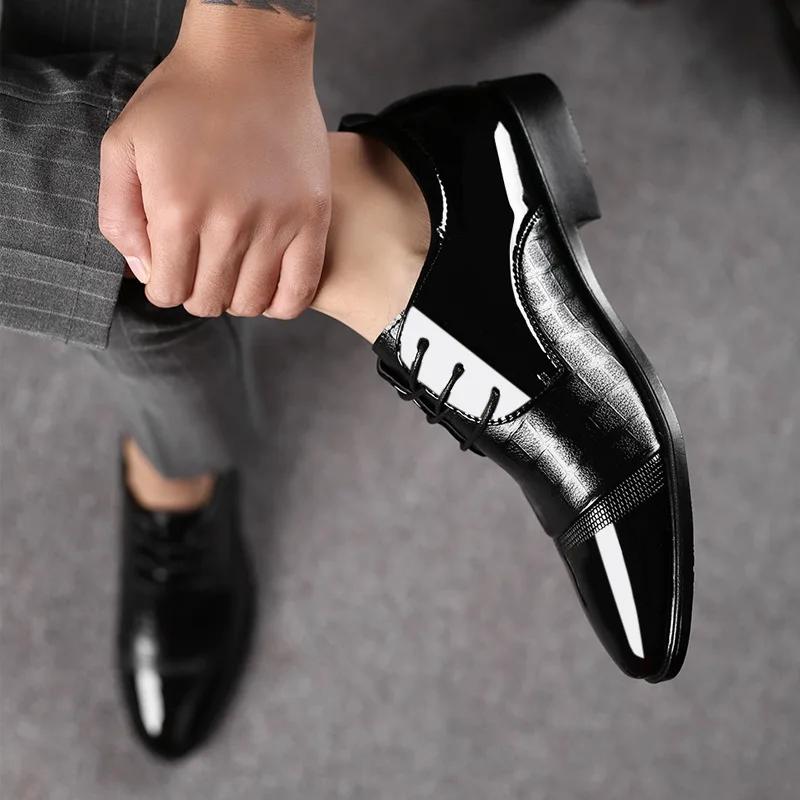 The Latest Oxford Shoes Men's Luxury Lacquer Wedding Shoes Pointed Toe Dress Shoes Classic Derby Shoes Leather Shoes Size 38-48