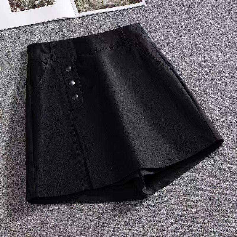 

Весенне-летние новые повседневные шорты с эластичной резинкой на талии, женские двухсекционные широкие брюки с высокой талией, утягивающие брюки 5XL чёрный