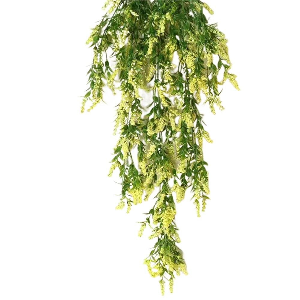 

Multicolor Artificial Wisteria Flower Garland Lavender Color Green Leaves Artificial Hanging Vine DIY Plastic Flower Decor жовтий