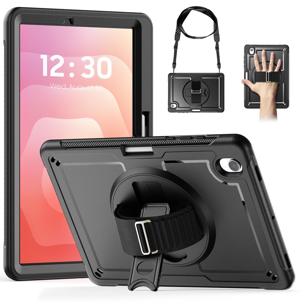 Für Samsung Galaxy Tab S11 Hülle mit Handschlaufe und Ständer PC + TPU Tablet-Abdeckung mit Schultergurt und Stifthalter