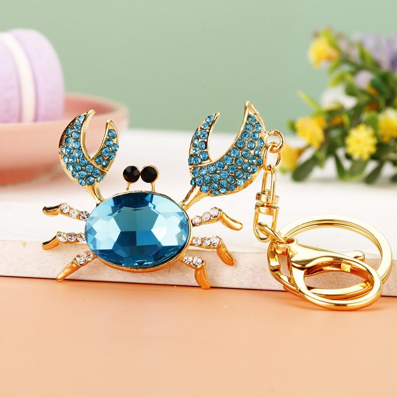 Cute Crab Charms Keychain for Women Men Gifts Jewelry Rhinestone Bag Decor Cartoon Animal Key Chain