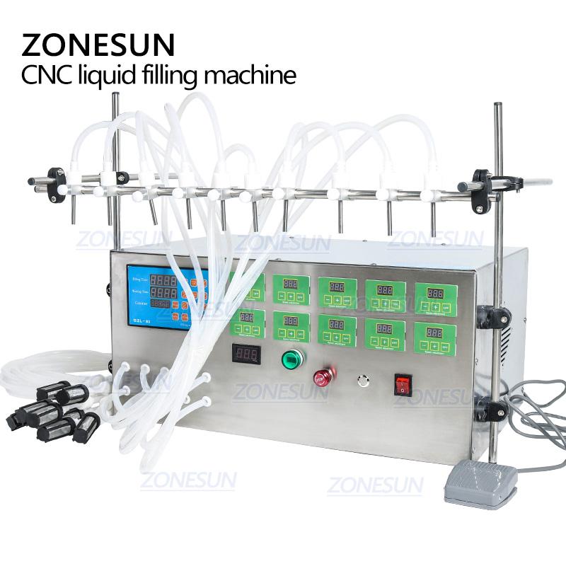 ZONESUN ZS-YTDP10 Electric Digital Control Diaphragm Pump Liquid Filling Machine 3-4000ml For Liquid Perfume Water Juice Essential Oil With 10 Heads