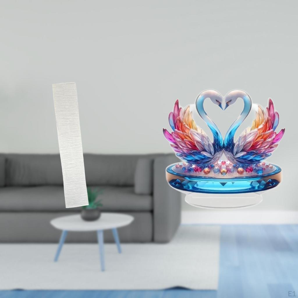 Living Room Paper Floor Lamp Shade with Acrylic Swan Sculpture Table Centerpiece And Standing