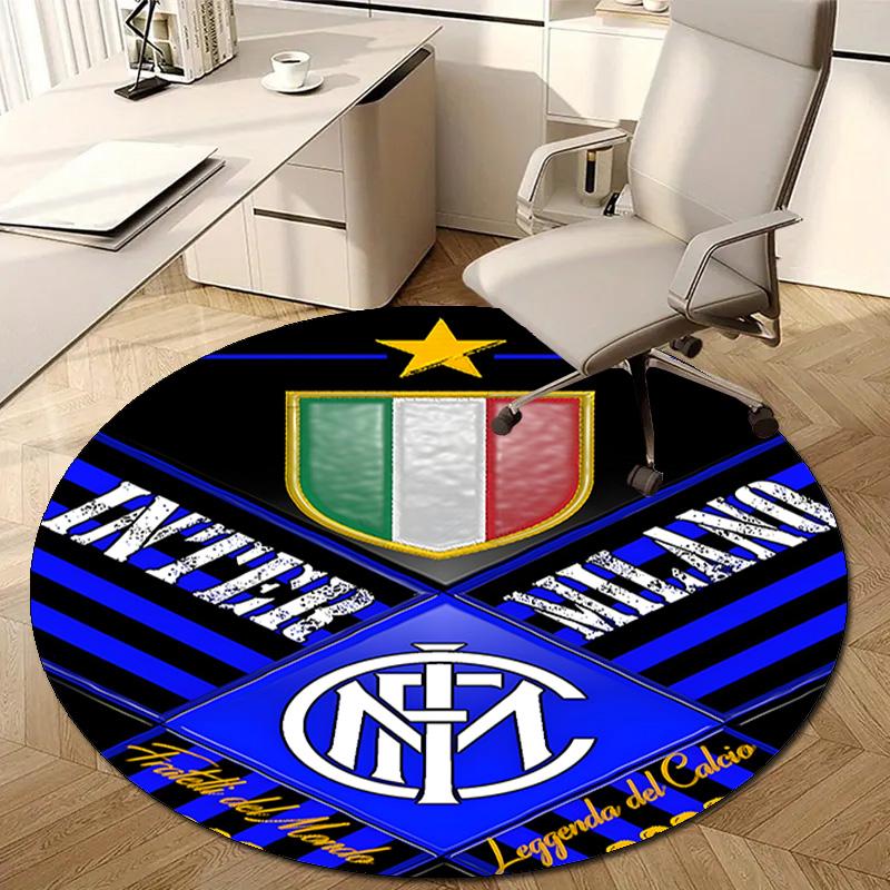 1pc I-Internazionale Milano Print Round Carpet Chair Round Carpet Suitable for Bedroom Living Room Home Decorative Carpet