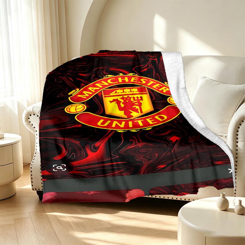 Football United F.C Pattern Blanket for Home Decoration, Bed, Sofa, Car Travel, Camping, Suitable for All Seasons, Birthday Christmas Gift
