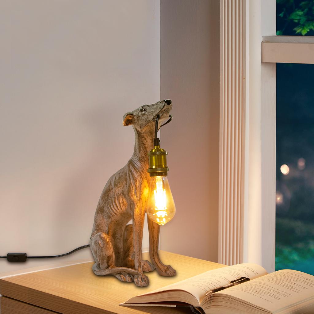 Black Dog Shape Resin Table Lamp with E26 Socket, Push Button Switch, Modern Unique Home Decor Night Light - Not Include Bulb