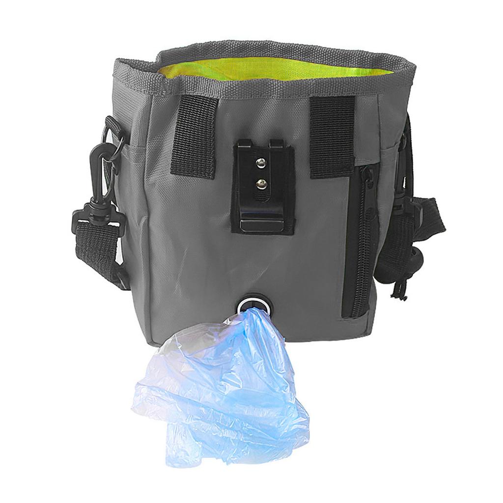 Pet Training Bag Multipurpose Large Capacity Foldable Oxford Cloth Pet Snack Pouch for Outdoor Travel Camping Gray