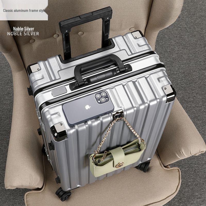 Durable Aluminum Trolley Suitcase with Silent Wheels, Large Capacity, Combination Lock - Ideal for Men, Women, and Students