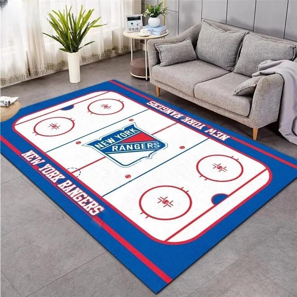 3D Hockey Rug, Ice Hockey Carpet Non-Slip Machine WashableDoormat, Sport Themed Floor Mat for Living Room Dining Room Game Room