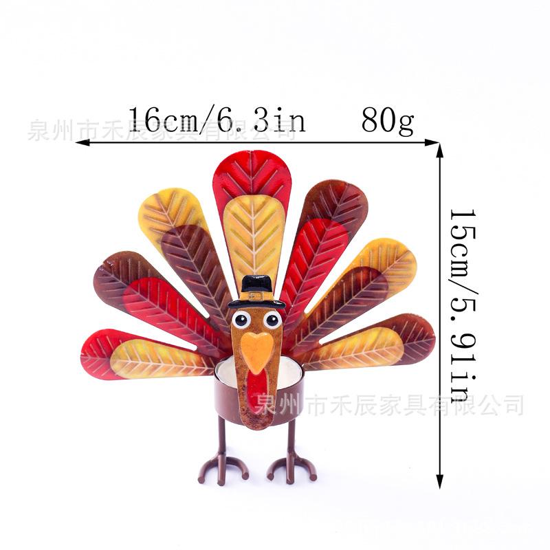 Metal Turkey Tealight Candle Holder Thanksgiving Table Decor Standing Turkey Centerpiece for Home Decoration