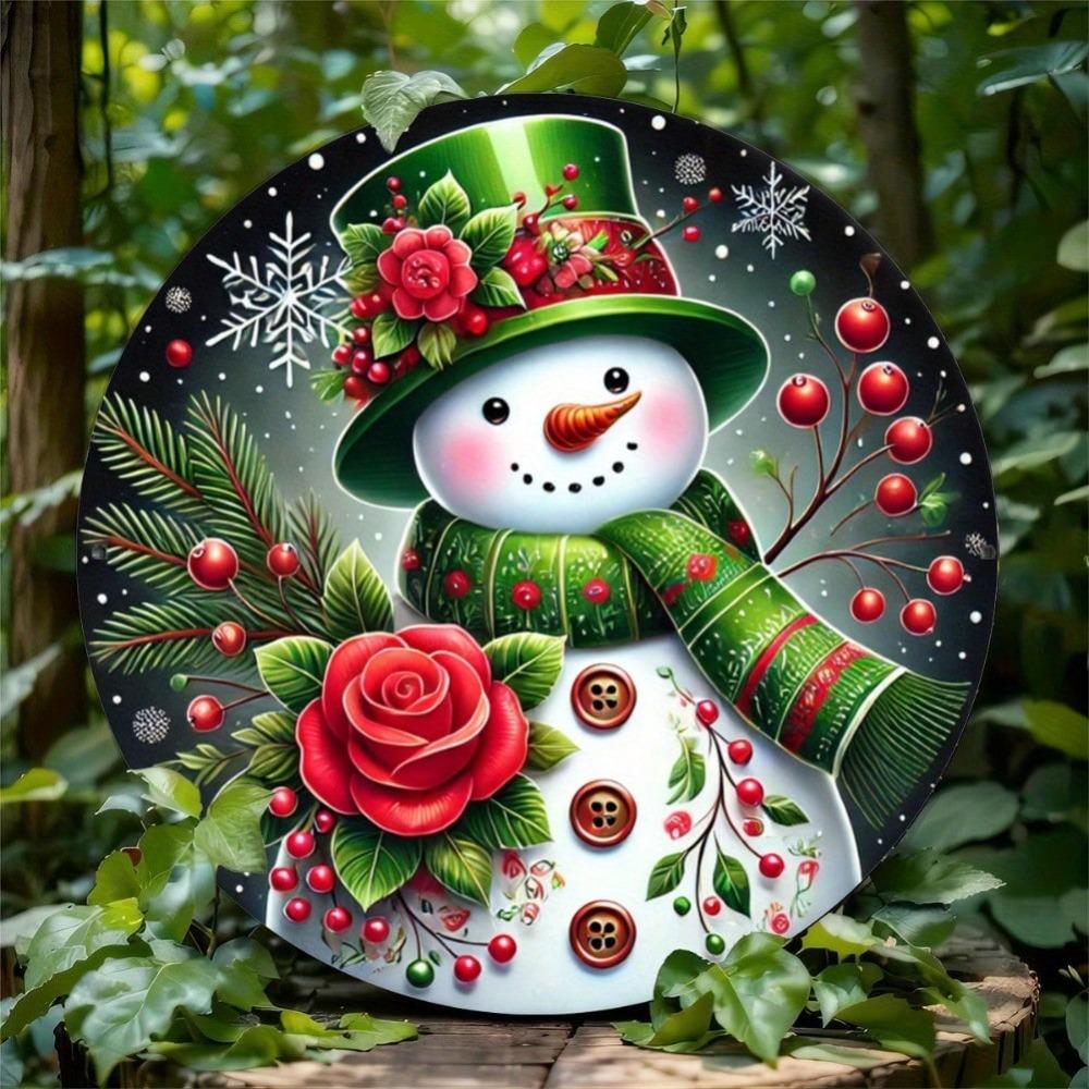 Christmas Snowman Metal Wall Art Decor for Home Office Cafe Bar Garden