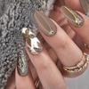 24Pcs Short Round Head False Nails Glitter Pink Almond Fake Nails Strawberry Full Cover Press on Nails Wearable Nail Tips