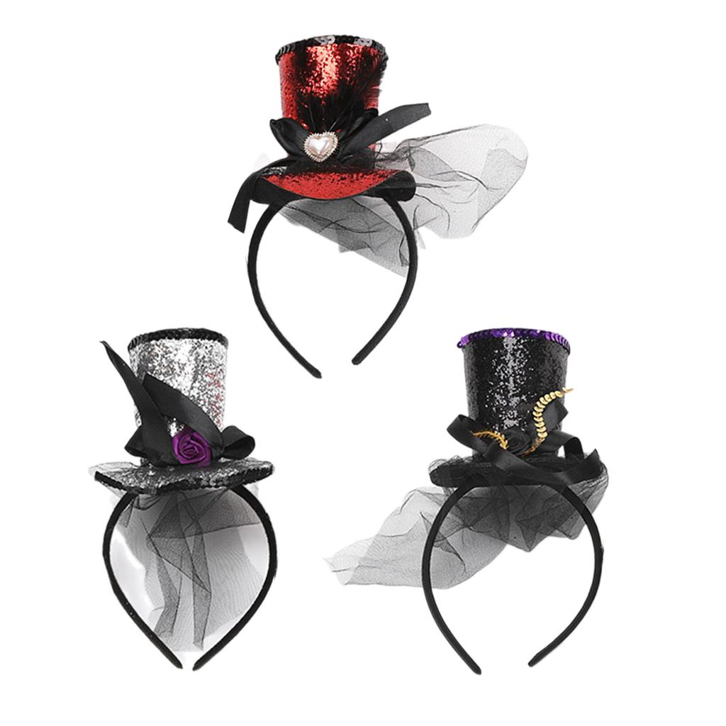 Kids Vintage Fascinator Top Hat Exquisite Glitter for Tea Party Children Costume Pillbox Hat Headwear for
