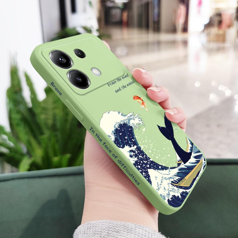 

Surging Wave Whale Phone Case For Xiaomi Poco F7 X7 X6 F6 M6 M5 M5S F5 X5 F4 X4 M4 F3 M3 X3 Pro 4G 5G GT Silicone Cover Poco M3 Pro 5G світло-зелений колір