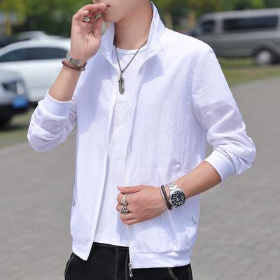 Spring Autumn Stand Collar Solid Loose Casual Zipper Coat Male Sunscreen All-match Cardigan Jacket Top Men