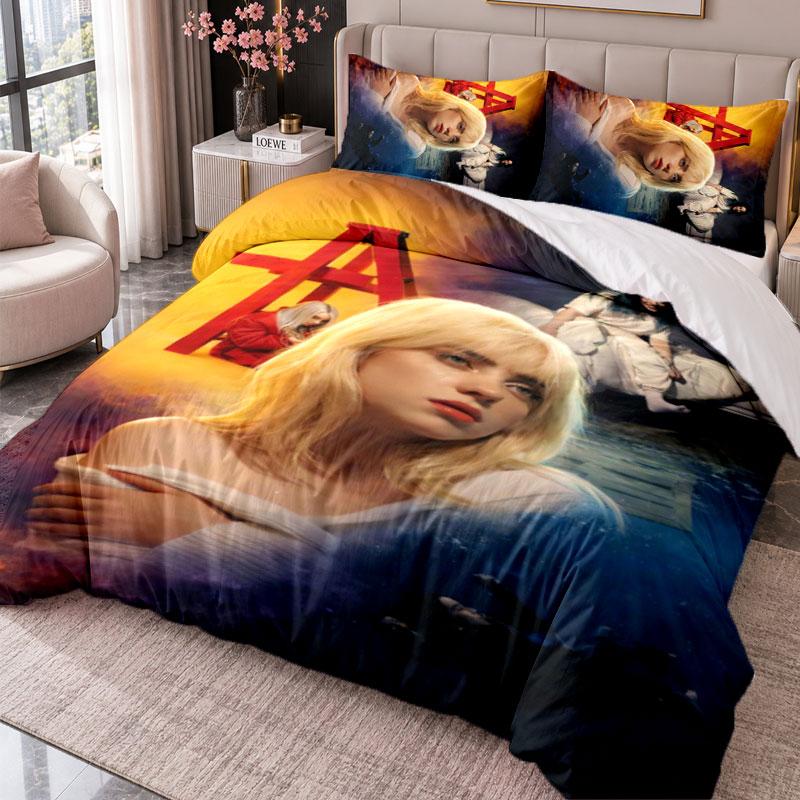 Billie Eilish 3Pcs Bedding Set Duvet Cover With Two Pillowcases For Bedroom Home Decoration
