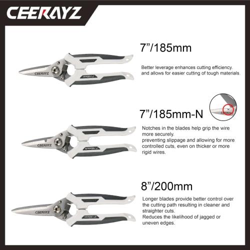 CEERAYZ 185mm Notched Scissors, Multipurpose Heavy-Duty, Made with 420 Japanese Stainless Steel, Industrial and All-Purpose Scissors for Metalworking,