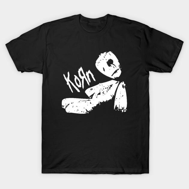 

Men Black Print T-shirt Korn Distressed Mask Logo No-Cut Transfer Paper Print Cotton Tshirt S чорний