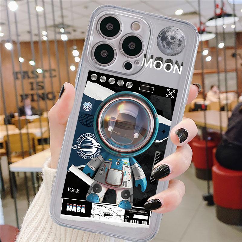 Przezroczyste etui do Apple iPhone 14 11 13 12 Pro 7 8 Plus XR X XS Max 6 6S 13Pro Silikonowe etui na telefon Mechaniczny astronauta Kosmos