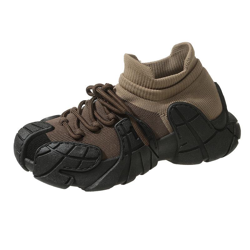 Running dad shoes new fly-woven sports shoes casual thick-soled lightweight ugly cute elastic socks shoes women's spring and autumn