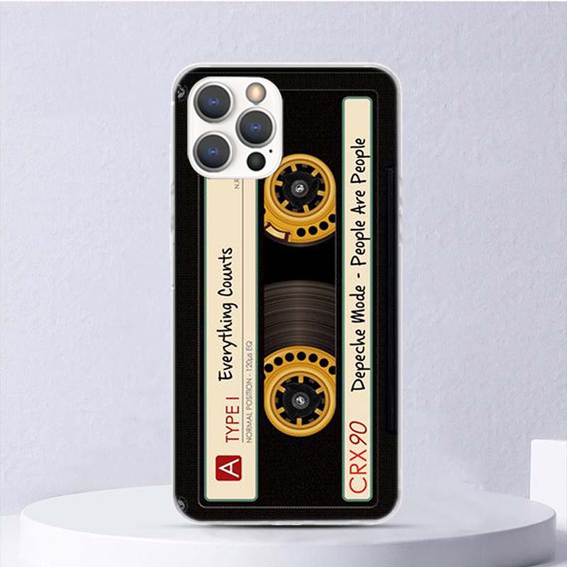 Vintage Magnetische Alte Band Kassette Weiche Fall Für iPhone 11 12 13 Mini 14 Pro Max Apple Telefon Abdeckung X XS XR SE 7 Plus 8 + 6 6S 5S