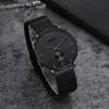 BUREI Men's Black Watch, Simple, Stylish, Popular, Men's Black Watch with Leather Strap (AMJP-7, Stainless Steel)