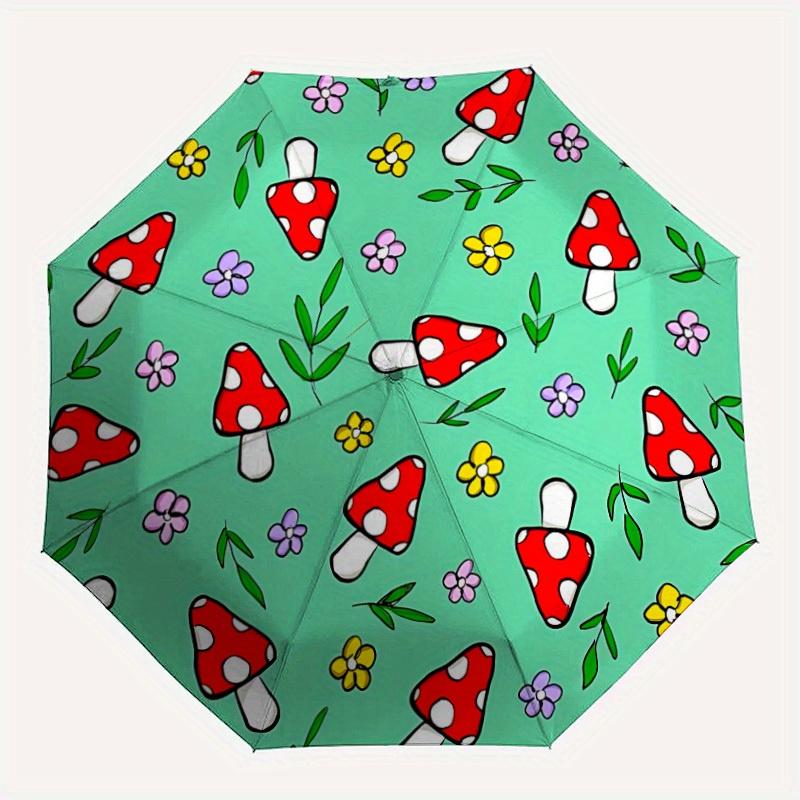 

1pc Mushroom Pattern Automatic Umbrella - 8-Rib Foldable Design, Outdoor Adventures, and Family Celebrations yy250829003